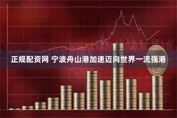 正规配资网 宁波舟山港加速迈向世界一流强港